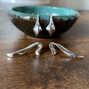 Vintage 1980’s Silver Tone Earrings Set